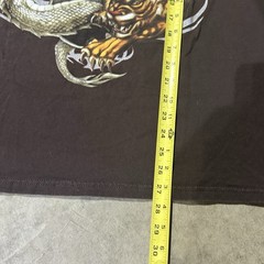 Hard Rock Y2k Surf Skate Vintage Dragon and Tiger T-Shirt Brown Size L 2000s emo