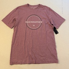TravisMathew Mens Heathered Mauve Graphic T-Shirt Short Sleeve Logo Tee Medium