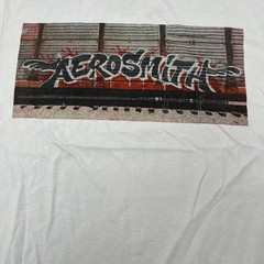 Aerosmith Graffiti Boxcar Graphic T-Shirt Mens Medium White Rock Band Tee 2023