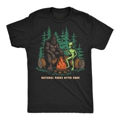 Mens Funny T Shirts After Dark Sarcastic Bigfoot Alien Graphic