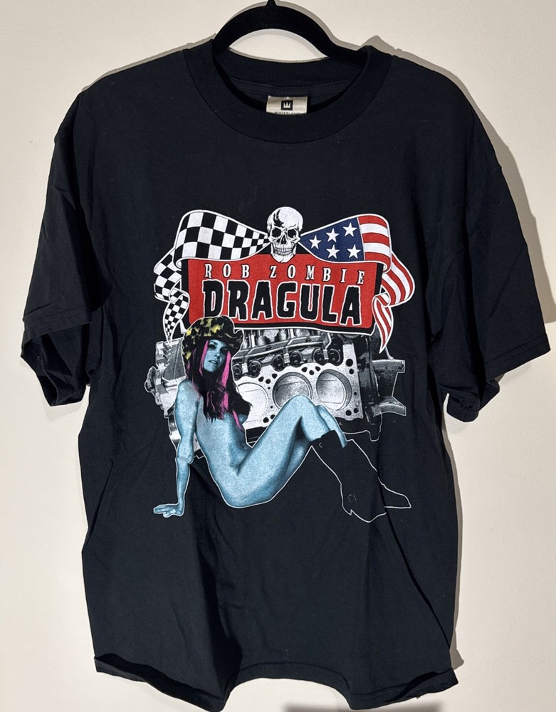 Vintage Rob Zombie Dragula T-Shirt Size L 1998 Winterland 90s metal band white z