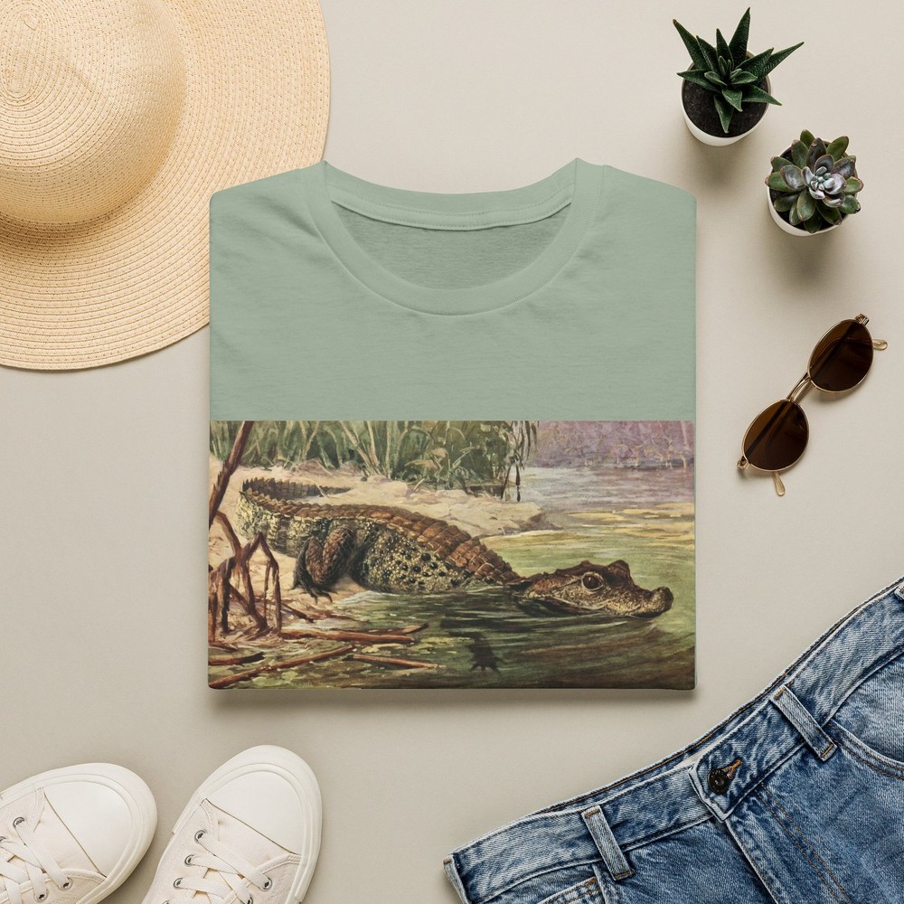 Dwarf Crocodile T-Shirt | Antique Reptile Natural History Graphic Tee Gift