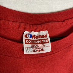 Vintage 80s Hanes Cotton Tee Blank Tshirt Irregular Red Sz XL Made in USA