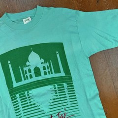 Vintage Yatri India Tag Mahal Cyan Single Stitch Tourist T Shirt Size Large 90s