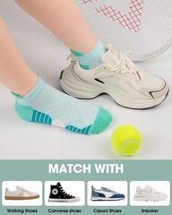 5 Pairs Womens Ankle Running Socks, Athletic Cushioned Low Cut Tab Cotton Cas…