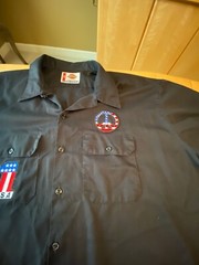 VTG DICKIES MENS SZ 4XL BUTTON UP WORK SHIRT USA PEACE SIGN PATCHES BLOKECORE