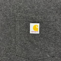 Carhartt Long Sleeve Pocket Tee Mens M Loose Fit Charcoal Back Print Graphic