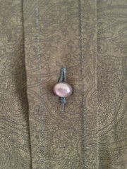 Henry Duarte Olive Ombre Paisley Shirt Pearl Butts Bell Sleeves Y2K 2000sUSA M