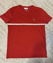 Lacoste Red Pima Cotton Jersey Crocodile Logo V-Neck T-Shirt Men’s M