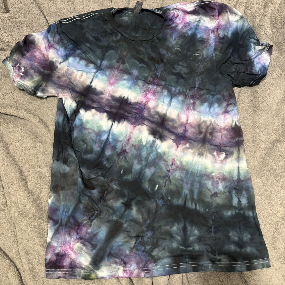 Hand Dyed Galaxy Ice Tie Dye T Shirt Adult Large Gildan Heavy Cotton Black L