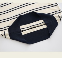 Men’s Retro Knitted Tencel Contrasting Horizontal Stripe Short Sleeved T-Shirt