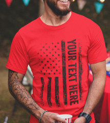 Custom Made Shirt USA Flag Patriotic Personalized T-shirt Your Own Printed Text