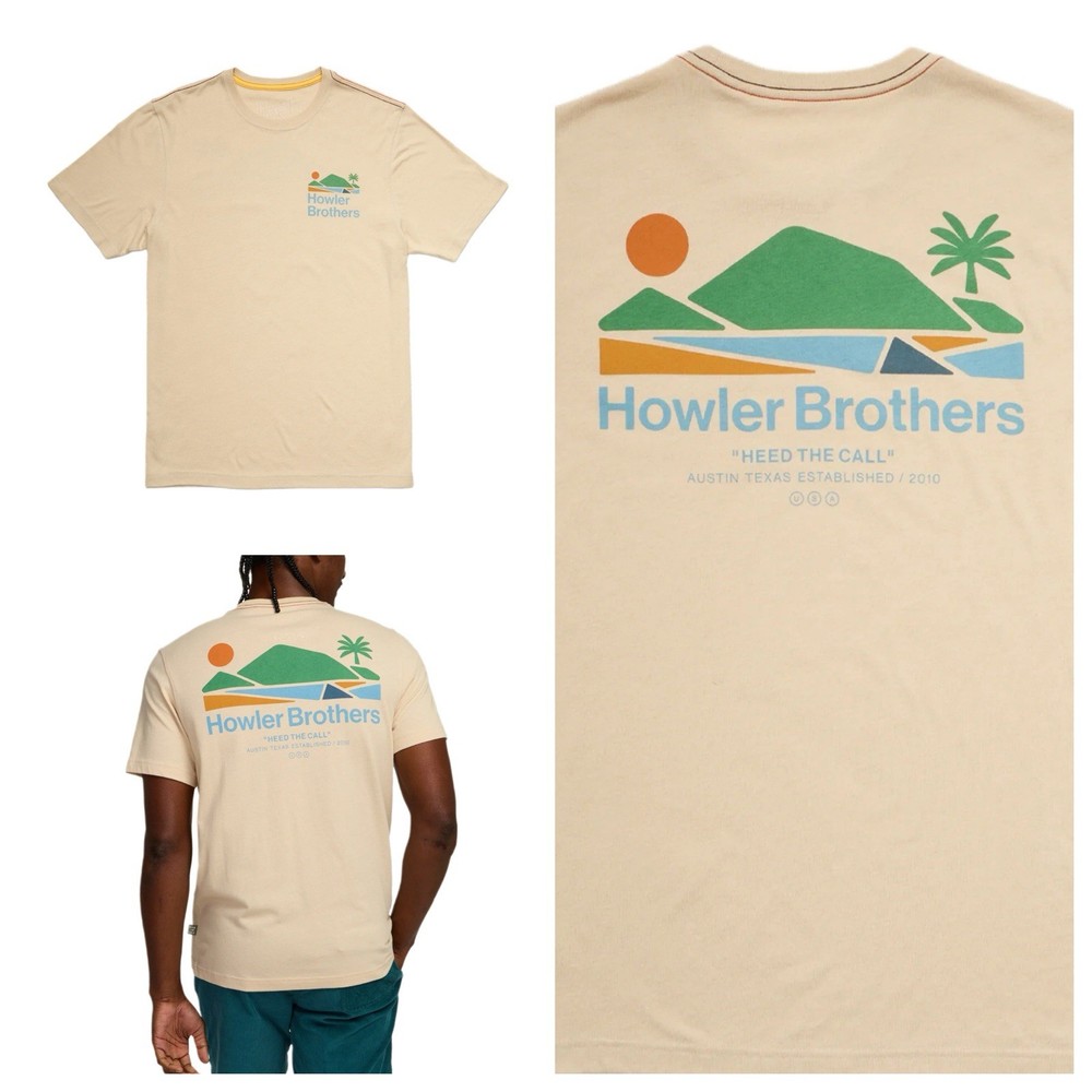 Howler Brothers T Shirt Men’s Medium Bahía de Howler Tee Sand Heather NWOT