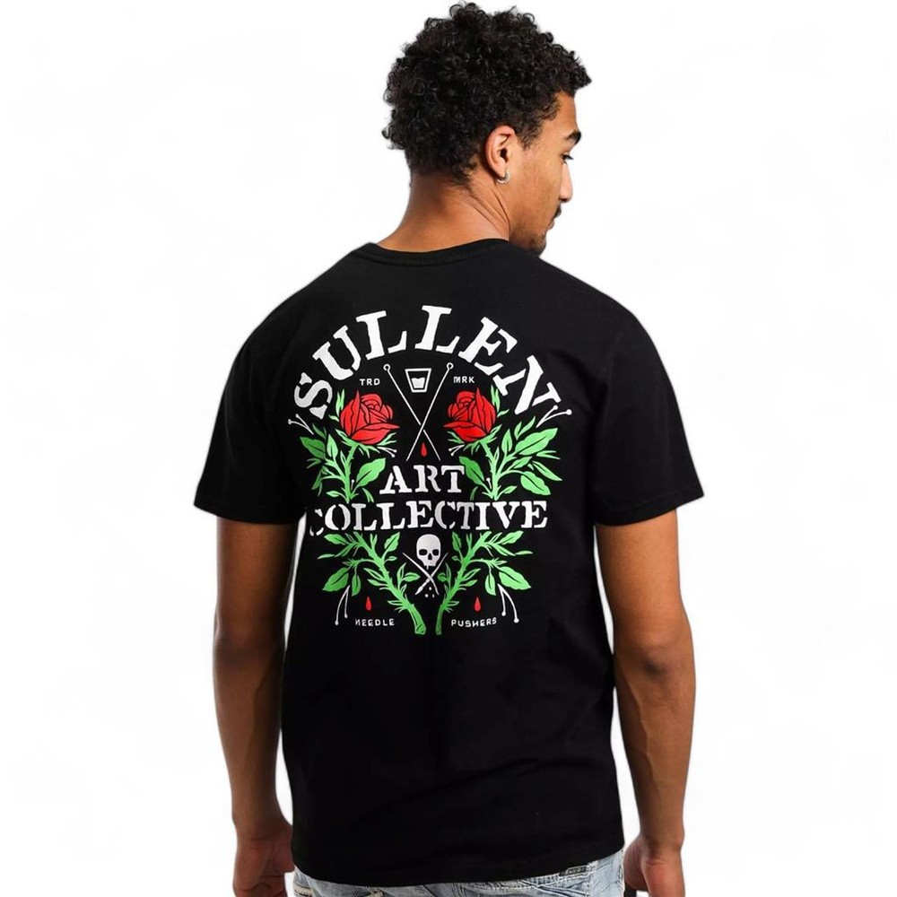 Men’s Sullen Art Collective Pushers Jet Black Rose Premium Tee T-Shirt M-XXXL
