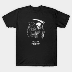 Only True Friend Grim Reaper T-Shirt Gothic Street Style Shirts Men