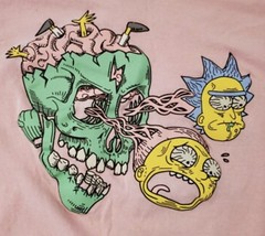 Rick and Morty Pink Skull Graphic Tee Long Sleeve Adult Size Medium