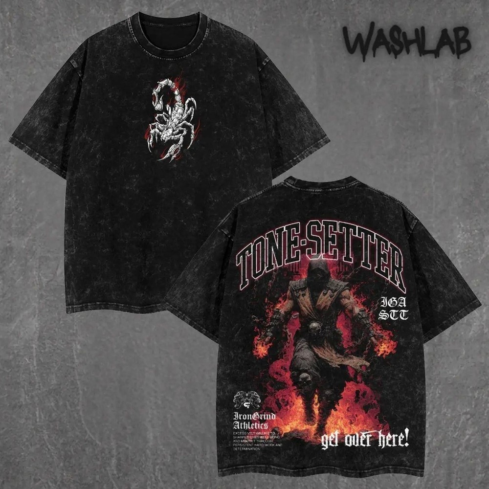 Retro Mortal Kombat Scorpion T-shirt– Double Sided Print Oversized Graphic Tee