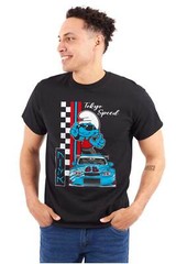 The Smurf Kanji Tokyo Speed Racecar Driver Mens Casual Crewneck T Shirts Tees
