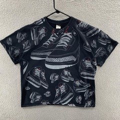 VINTAGE Nike Jordan Shirt Mens XL Black Cement Jordan 3 All Over Print Sneaker
