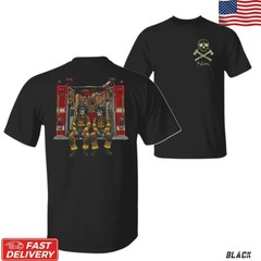Firefighter Skull Brotherhood T-Shirt Fire Truck Back Print Fireman Graphic Tee