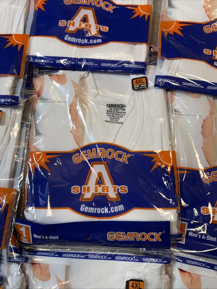 6 Large White A Shirt/ Tang Top Special,Individually Wrapped.