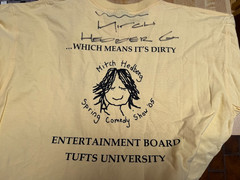 Mitch Hedberg signed T-shirt, never worn, size large, one of a kind. Yellow