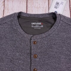 UNTUCKit Shirt Men Small Gray Henley Casual Comfort Cozy Warm 4 Button Urey NEW