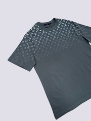 LOUIS VUITTON Classic Gradient Monogram Motif T-Shirt Gray Mens Tee Size L