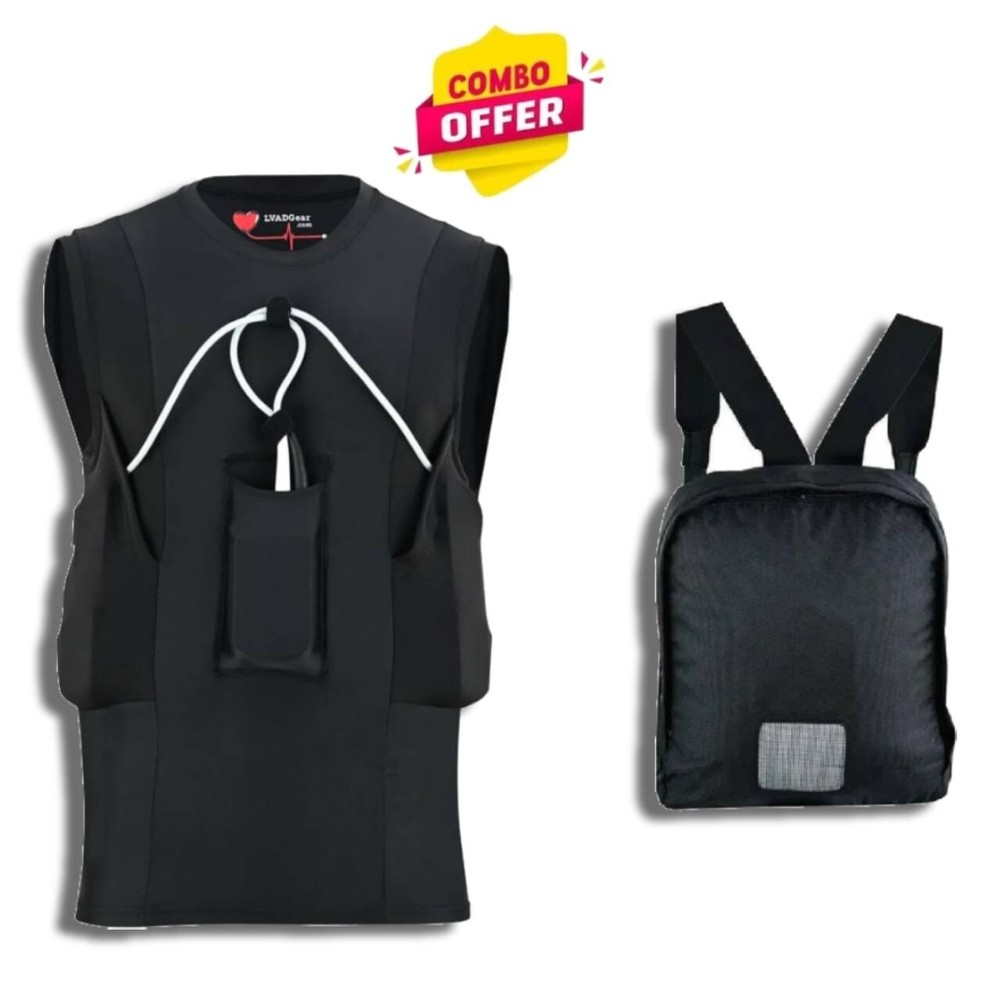 LVAD Men Tank Top for HeartMate Black & White LVAD Shirt with LVAD BagPack S-5XL