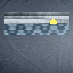 Marine Layer Mens Weekend Sport T-Shirt Large Strips Navy Blue Soft Performance