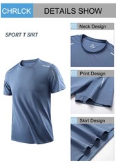Men’s Running Quick Drying T-shirts Breathable Hiking Fishing Tees.