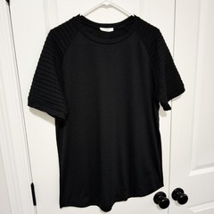 Coofandy Men’s Pleated Short Sleeve Fashion T-shirt Size Large