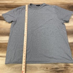 Vince T-Shirt Mens XXL Striped Cotton Blend Minimalist Quiet Luxury Grey White