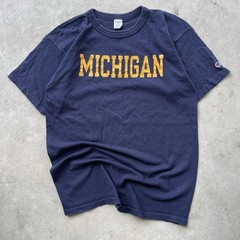 Vintage 90s Champion Michigan T Shirt Made in USA Navy Collegiate Tee Size L