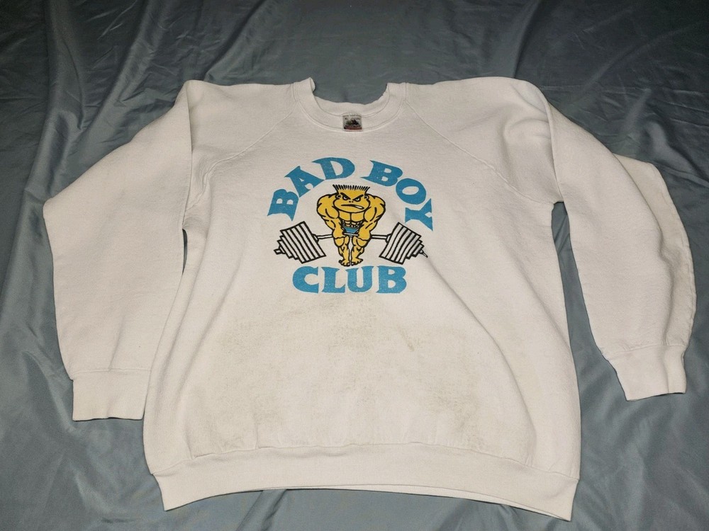 Vintage Bad Boy Club T Shirt Mens Large White Lifting Gym Muscle