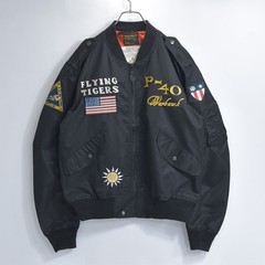 90s-00s VIP CLUB Flying Tigers P-40 Warhawk Embroidered Design MA-1 No Padding