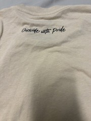 REI Co-Op Mens Size Small Beige T-Shirt Rainbow Tee Outside with Pride Retro