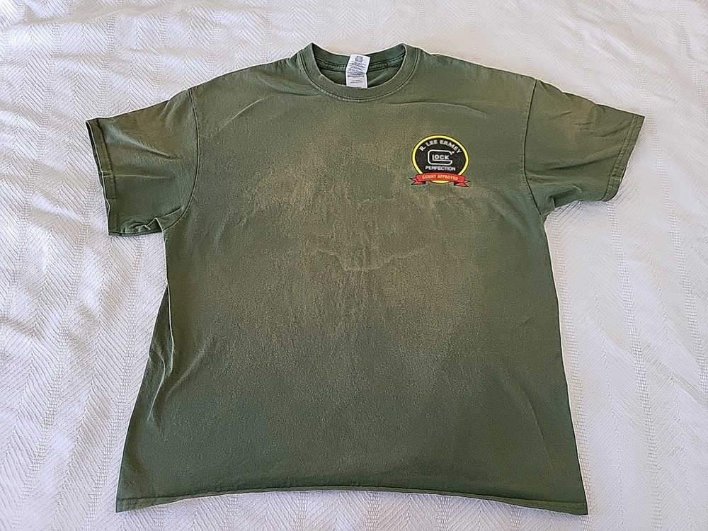 Glock T Shirt Mens XL Green Gun Pistol Biker Vintage READ