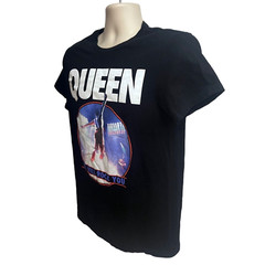 Queen Rock Band Music Mens Black Graphic T-Shirt Medium Stretch Freddy Mercury