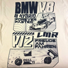 BMW Motorsports T Shirt BMW V8 M Hybrid Double Sided Tagless Puma Adult Size LRG
