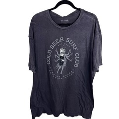 805 WSL Cold Beer Surf Club Mineral Wash T-Shirt Mens XL Black NWT
