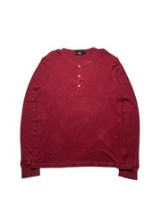 Double RL RRL Ralph Lauren Shirt Men’s Red Henley Waffle Knit Size Xlarge