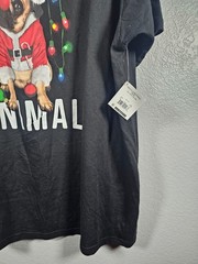 Holiday Time Unisex Sz 3XL Black PARTY ANIMAL Christmas Funny Tshirt Santa Pug