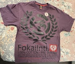 Fokai Men’s L Purple Graphic Logo Crew Neck Short Sleeve Cotton Knit T-Shirt
