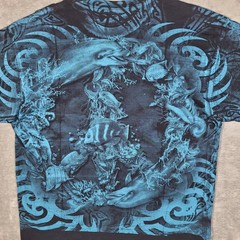 Vtg Cozumel Mexico Shirt Men XL Blue Black Yazbek Ocean Dolphin Fish Graphic AOP