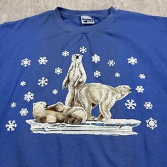 Vintage 90s Discovery Channel Store Polar Bears Blue T-Shirt USA Men’s Size XL