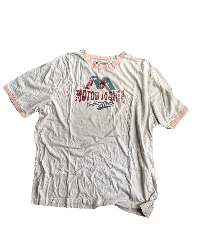 Y2K Old Navy Motor Mania Graphic Ringer Tee With Color Contrast Trim Men’s XL