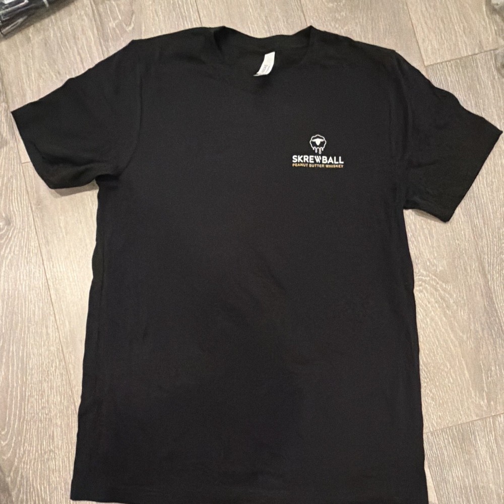 Bella + Canvas Black Double-Sided Graphic Tee, Crew Neck Short Sleeve, M