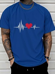 Men’S Casual Graphic Tee Classic Crew Neck Design Trendy Street Style T-shirt♮