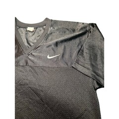 Nike V-Neck T-Shirt Black Mesh Panel Athletic Men’s L Streetwear Y2K